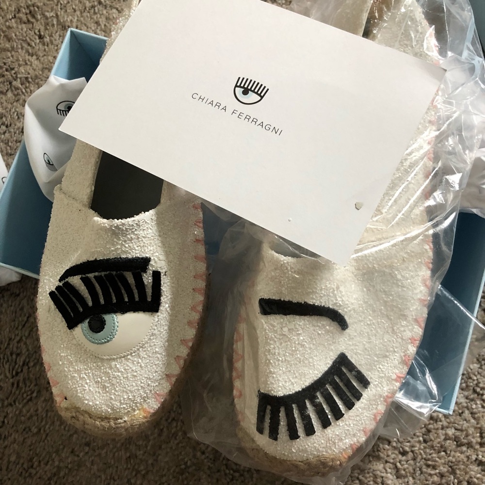 Chiara Ferragni espadrilles white sequin size 38
